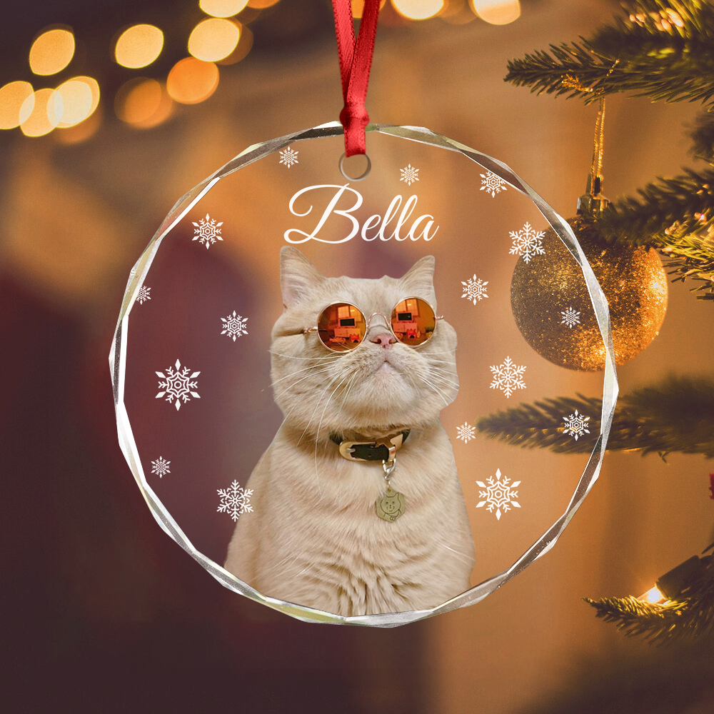 Custom Photo Cat Glass Ornament For Christmas HA75 897240