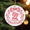 Custom Photo Dog Cat Watercolor Coquette Ceramic Ornament, Personalized Pet Holiday Keepsake HA75 919508