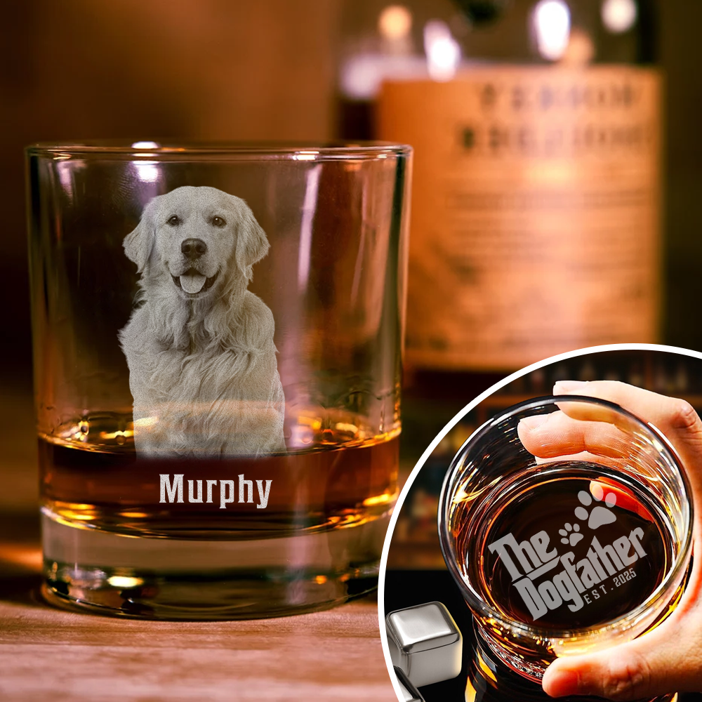 Custom Photo The Dog Father For Dog Lover Whiskey Glass TH10 892783