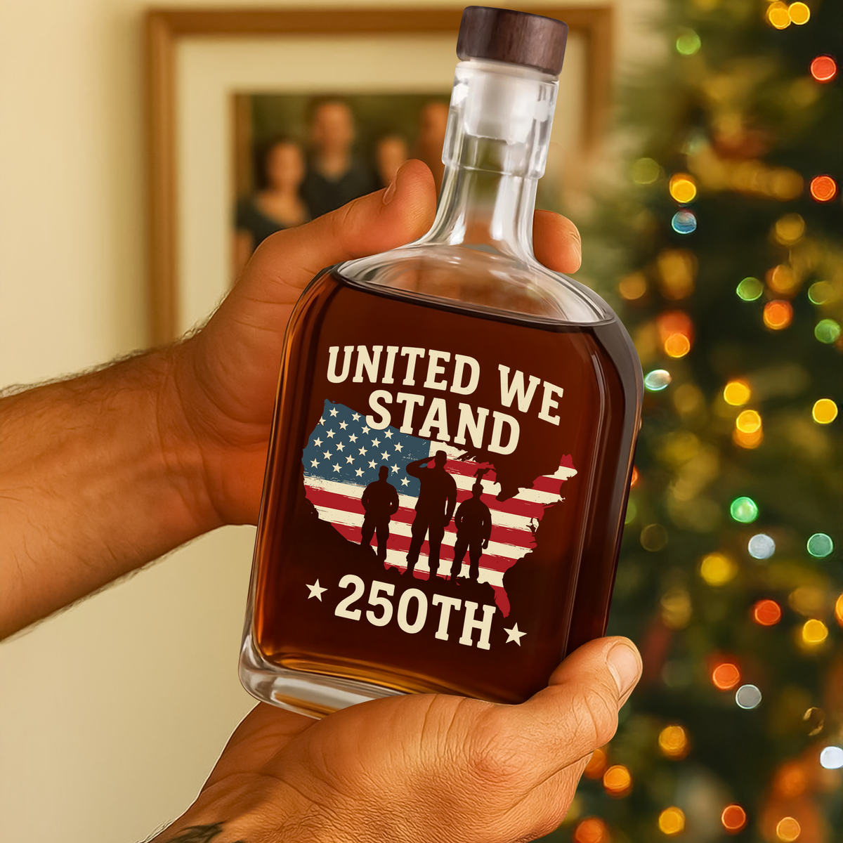 United We Stand 250th Anniversary USA Veteran Whiskey Bottle HA75 897308