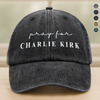Pray for Charlie Kirk Washed Denim Baseball Cap LM32 65539