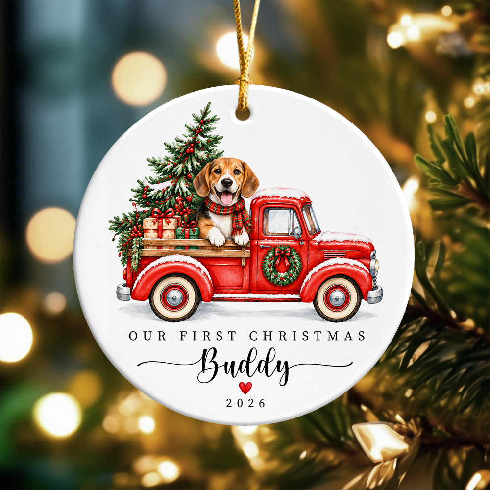 Personalized Pet Photo First Christmas Ceramic Ornament, Dog Lover Keepsake, Christmas Gift, Holiday Tree Ornament HA75 919408