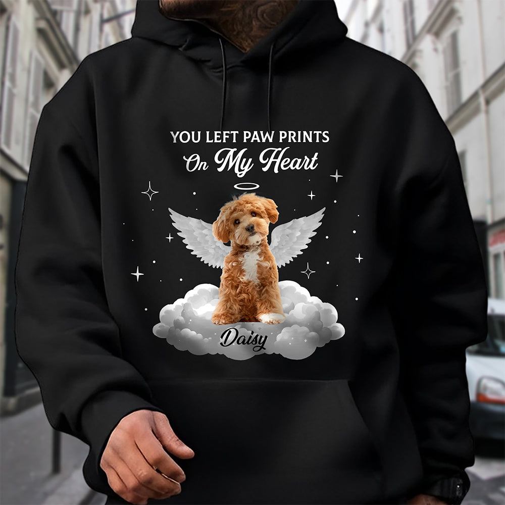 You Left Paw Prints on My Heart Personalized Pet Memorial Dark Shirt CH07 180206