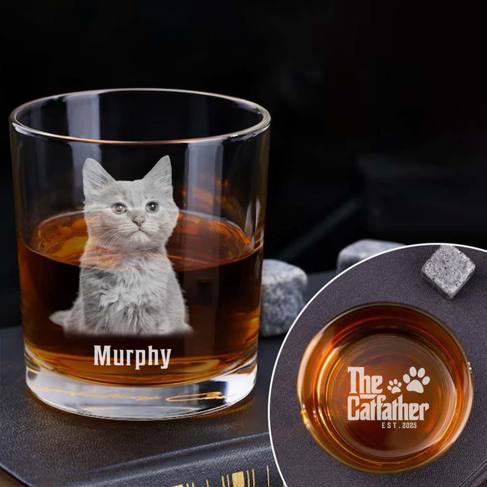 Custom Photo The Cat Father For Cat Lover Whiskey Glass TH10 892847