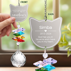 Look For Me In Rainbows Cat Personalized Memorial Rainbow Suncatcher N304 HA75 891440