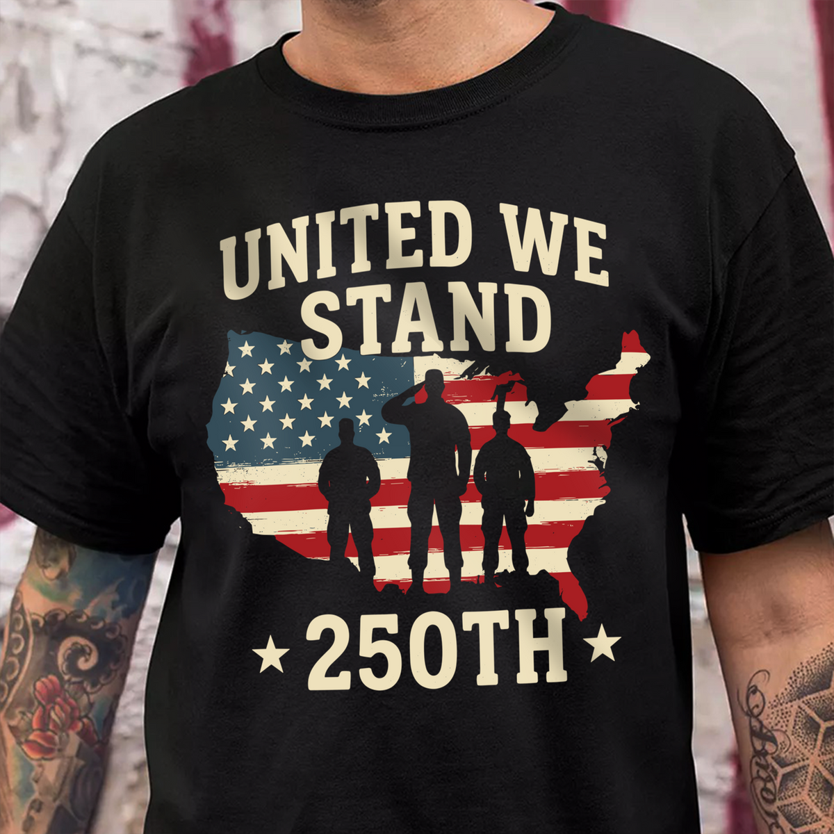 United We Stand 250th Anniversary USA Veteran Dark Shirt HA75 897302