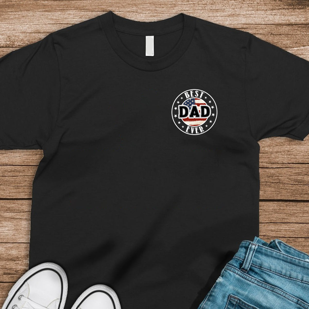 Proud To Be American Dad Personalized US Flag Back & Front Dark Shirt CH07 895778