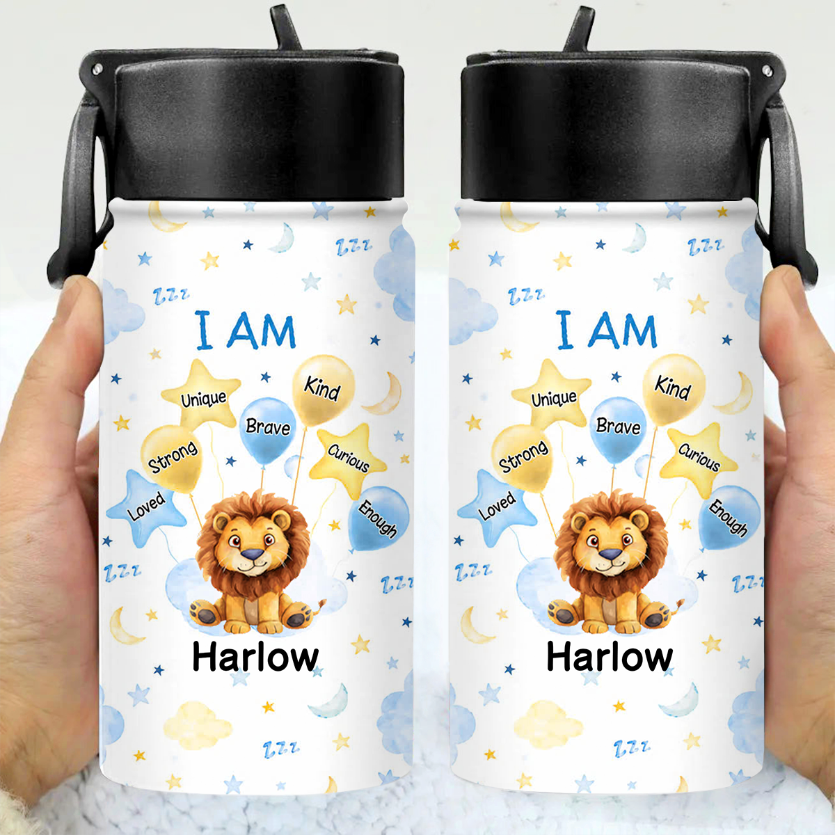 Custom Name Watercolour Cartoon Animal Kid Water Bottle HO82 902966