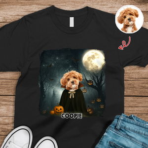 Halloween Cute Peeking Dog On Moon Light Personalized Dark Shirt CH07 899440