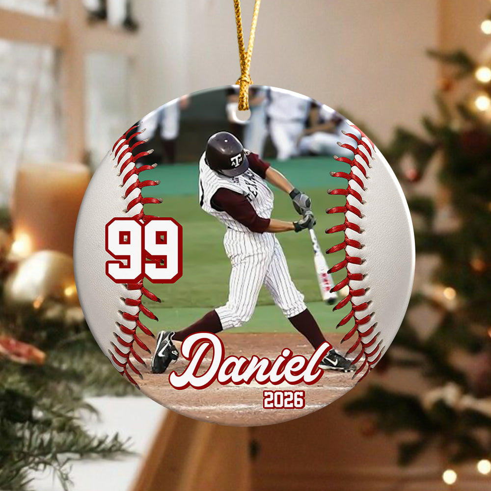 Custom Baseball Photo Ceramic Ornament, Baseball Player Gift, Christmas Decor HA75 919376