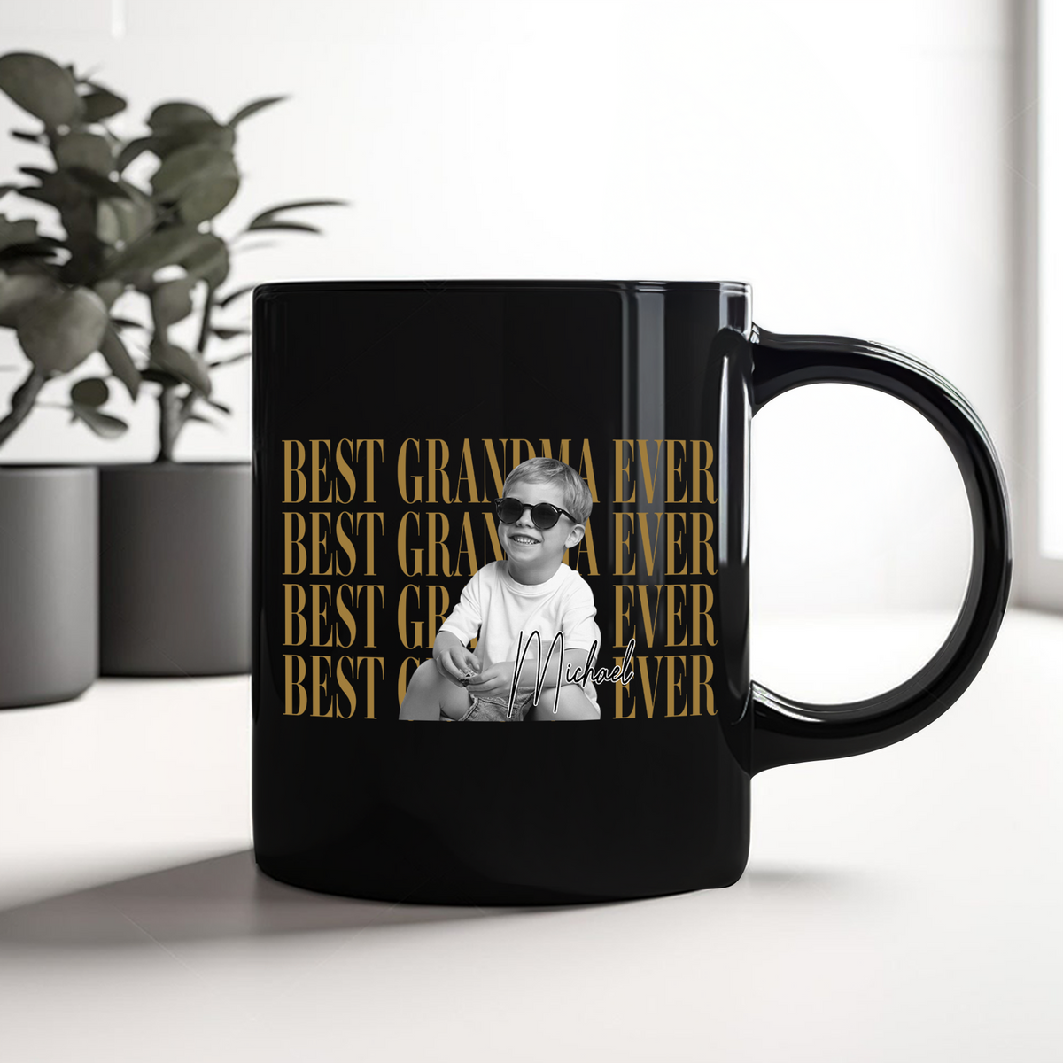 Personalized Vintage Photo Best Dad Mom Ever Black Mug - Father’s Day Gift LM32 669055
