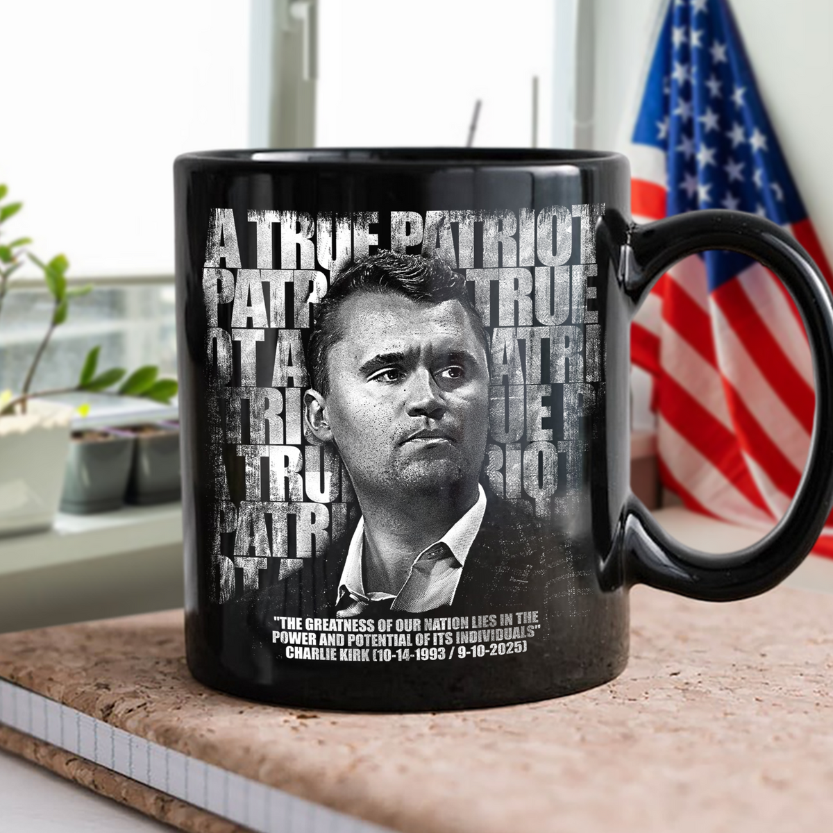 Charlie Kirk Memorial – A True Patriot Tribute Remembrance Black Mug LM32 65541