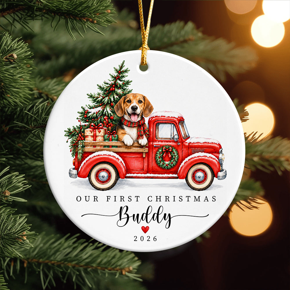 Personalized Pet Photo First Christmas Ceramic Ornament, Dog Lover Keepsake, Christmas Gift, Holiday Tree Ornament HA75 919408