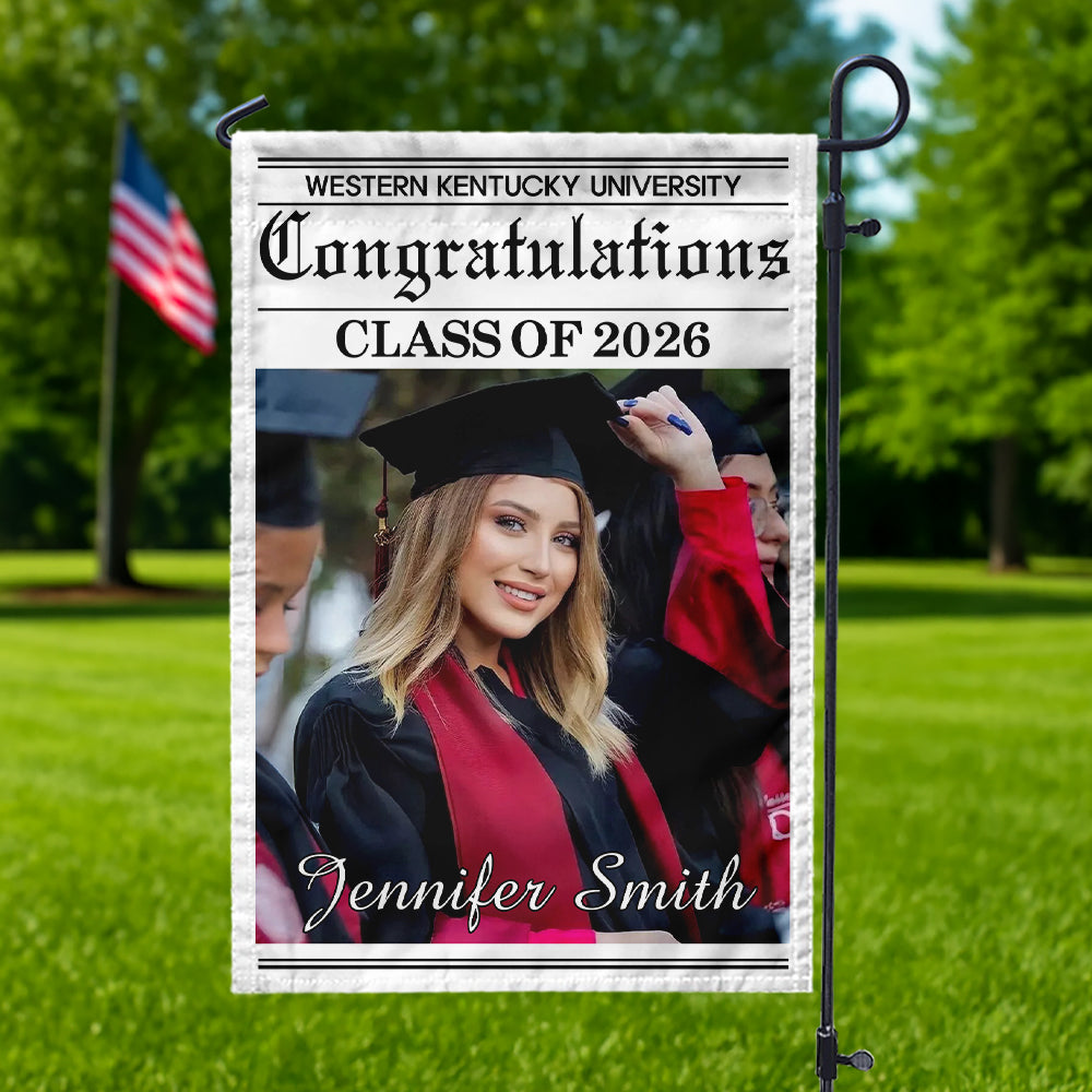 Custom Photo Newspaper Styles Class Of 2026 Garden Flag Graduation Party Decor CH07 910716