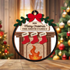 Personalized Family Holiday Fireplace Stocking 2 Layer Wooden Ornament HA75 892770