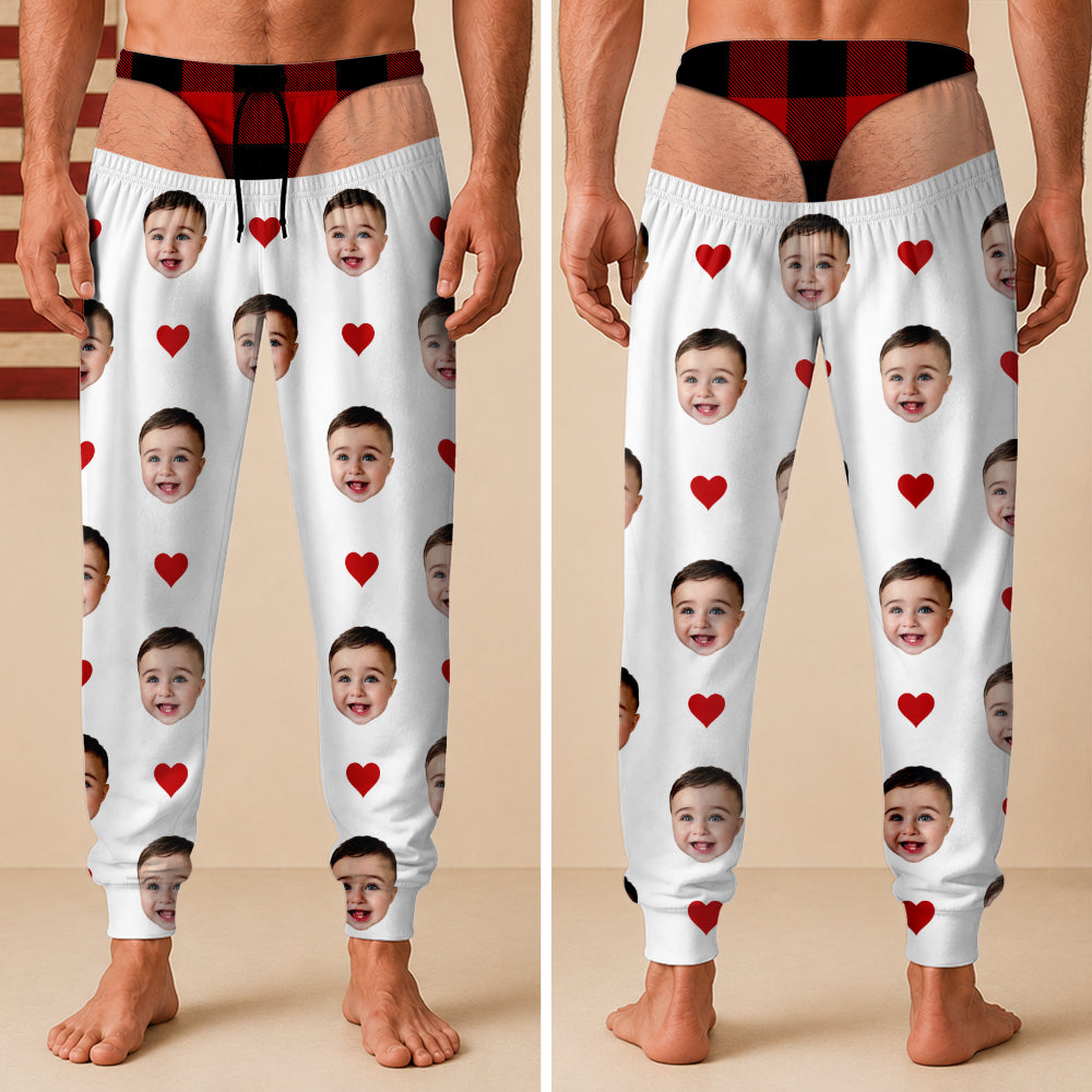 Custom Photo Face And Heart Icon Sweatpants Funny Family Gift HO82 903662