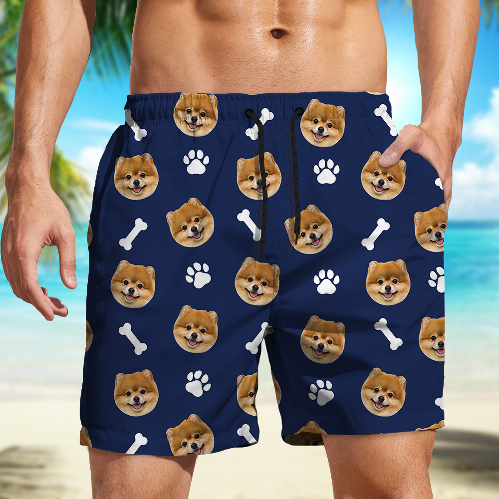 Custom Photo Face Dog With Bone Beach Short TH10 892763
