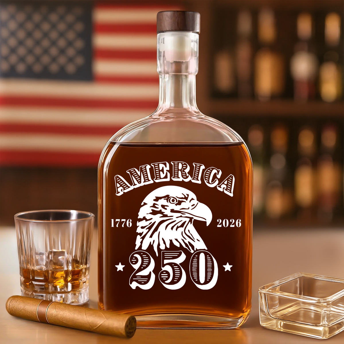 America 250 Years Happy 250th Birthday USA Whiskey Bottle HA75 898100