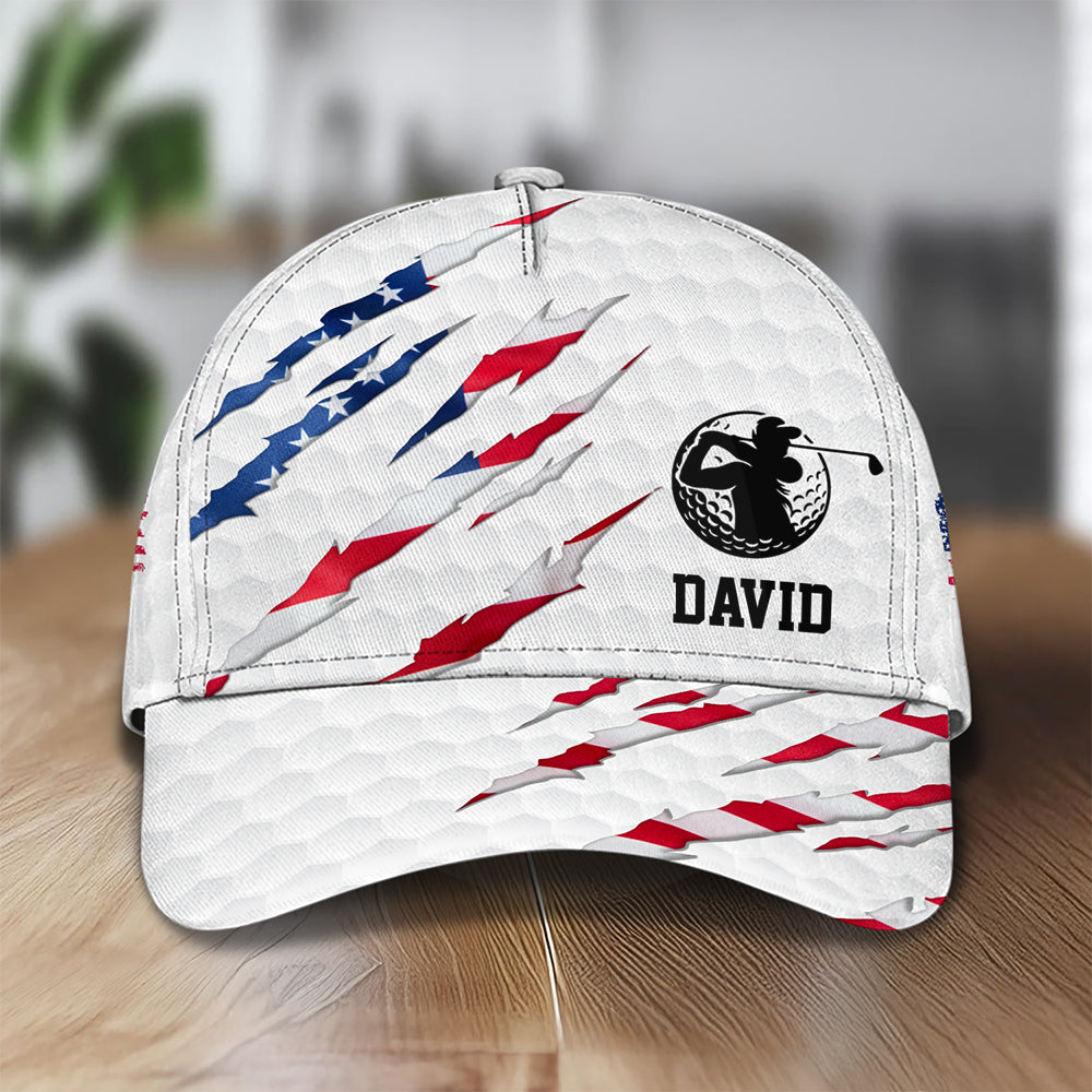 Personalized Golf Ball Pattern America Flag Classic Cap Gift For Golfer, Golf Lovers HA75 921152