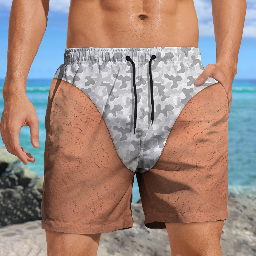 Custom Funny Camo Background Beach Short, Personalized Summer Vacation And Travel Gifts For Men HO82 903088
