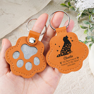 Custom Floral Dog My Best Friend Memorial Leather Paw Keychain LM32 895733