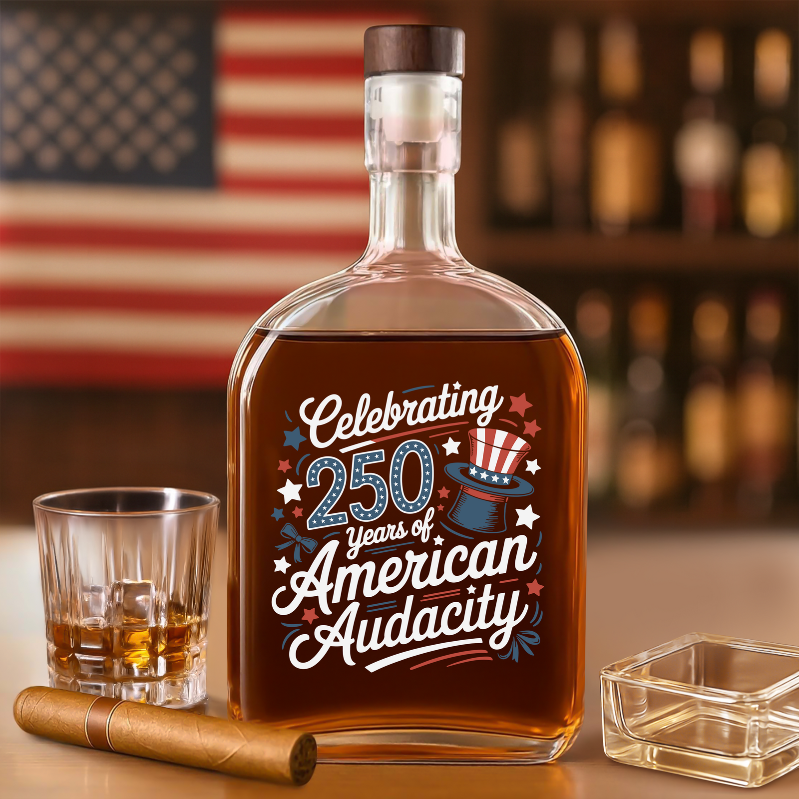 250 Years America 250th Anniversary USA 4th of July Whiskey Bottle HO82 894812