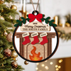Personalized Family Holiday Fireplace Stocking 2 Layer Wooden Ornament HA75 892770