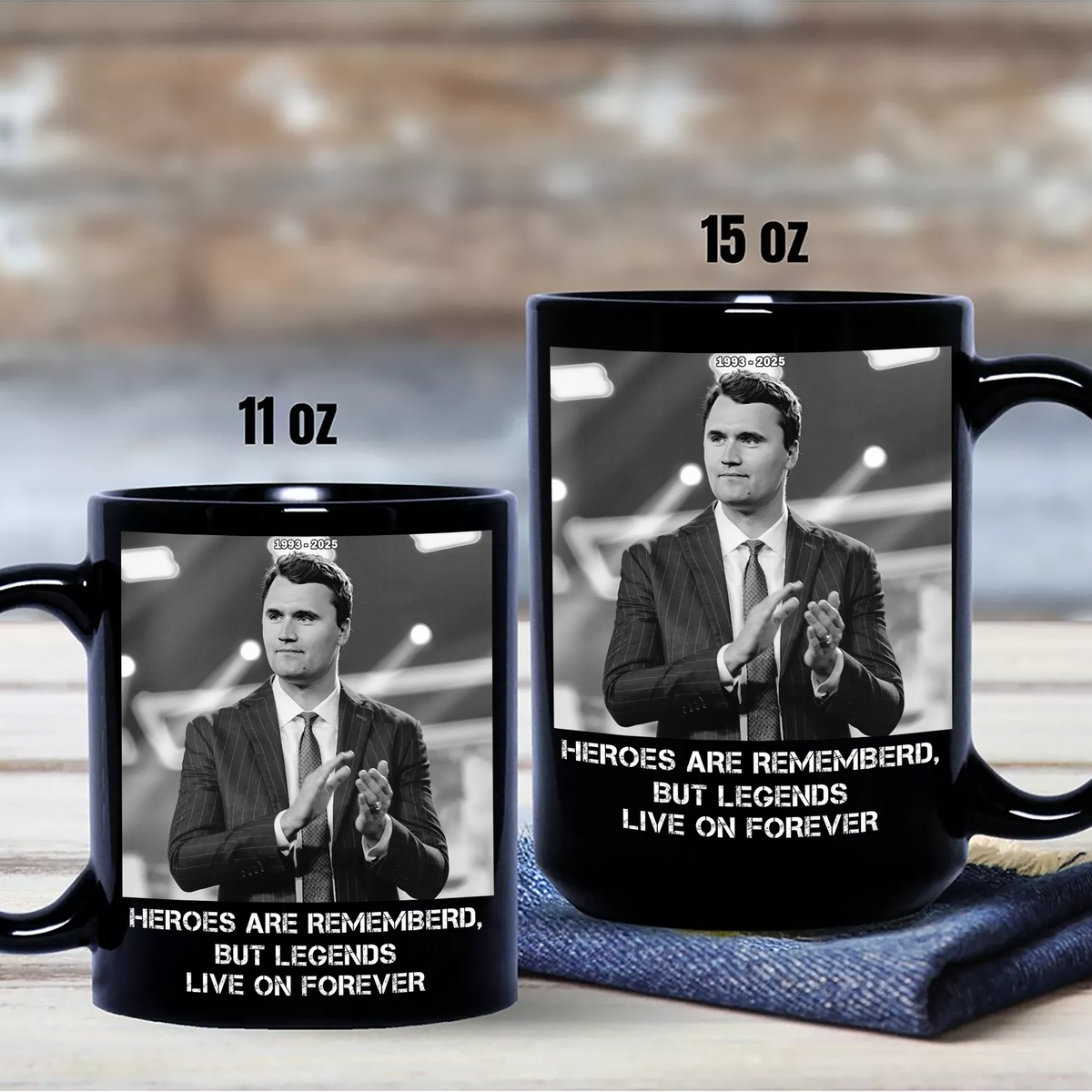 Pray For Charlie Kirk - Legends Live On Forever Black Mug LM32 65407