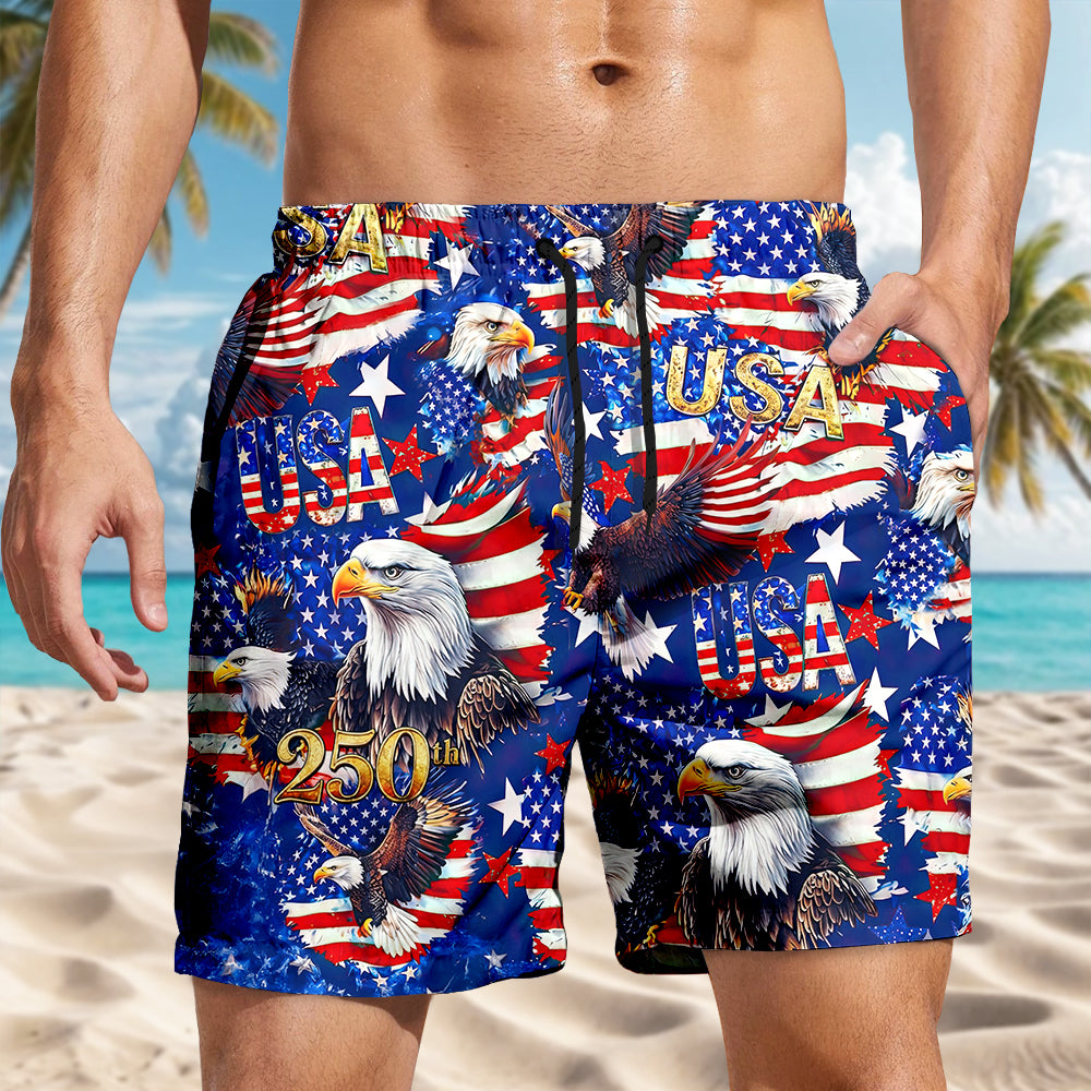 USA 250 Anniversary Eagle 1776-2026 Patriotic Beach Short HA75 920648