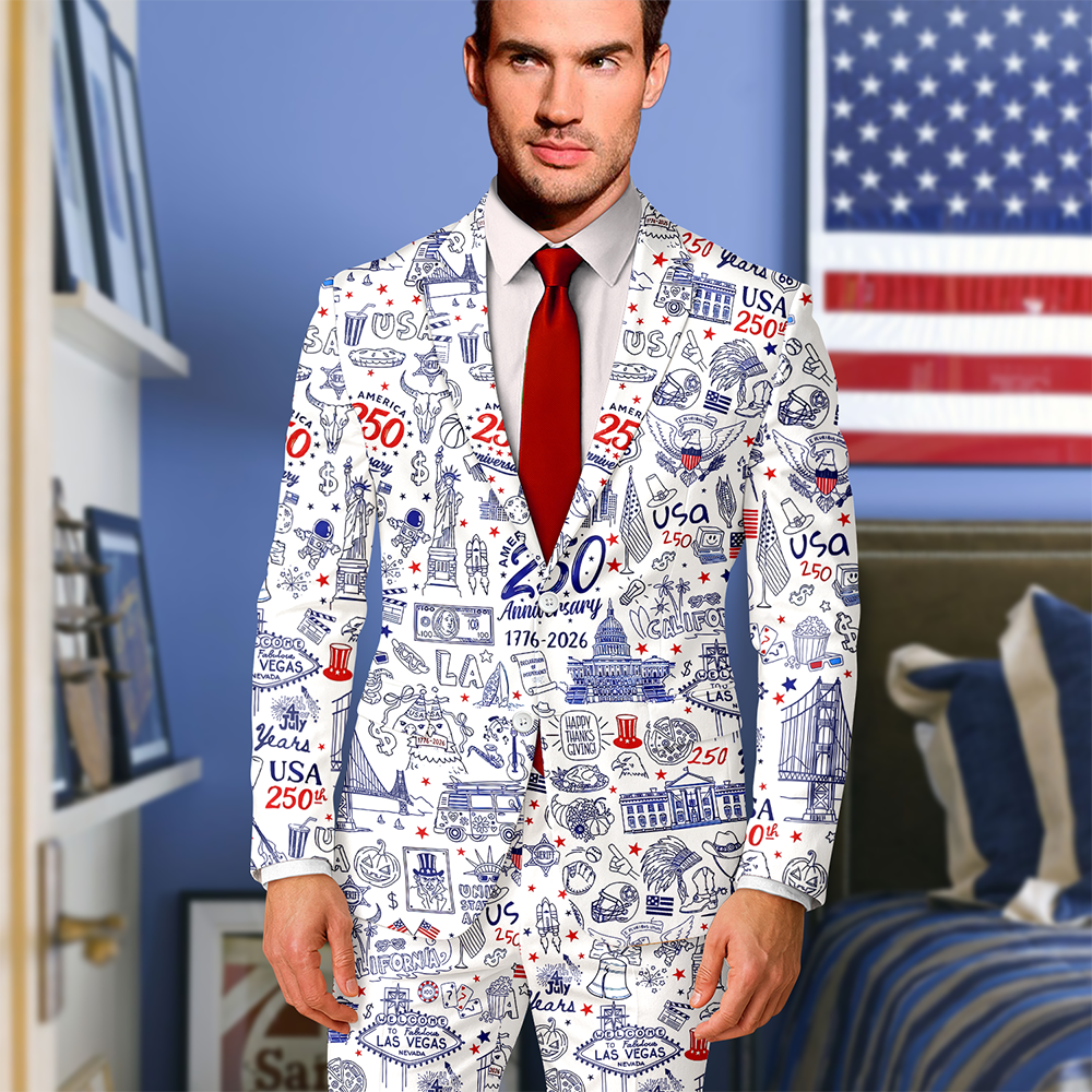 USA 250th Anniversary Patriotic Men's Suit HA75 920740