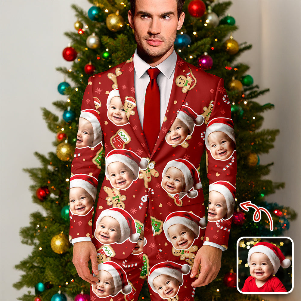 Custom Photo Christmas Family Men's Suits Gift For Dad, Mom, Kids HO82 900232