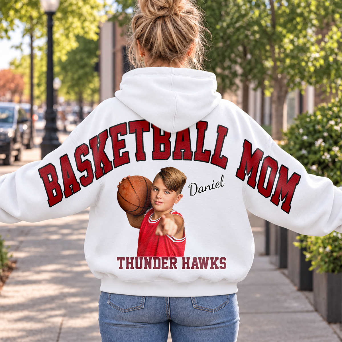 Custom Photo Basketball Mom Shoulder To Shoulder Sweatshirt CH07 181178