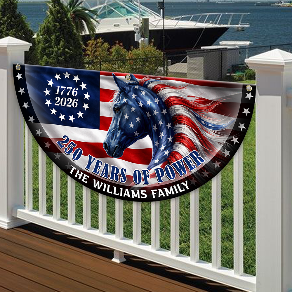 Custom Name 250 Years of Power Flag, 1776-2026 Patriotic Non-Pleated Fan Flag HA75 920568