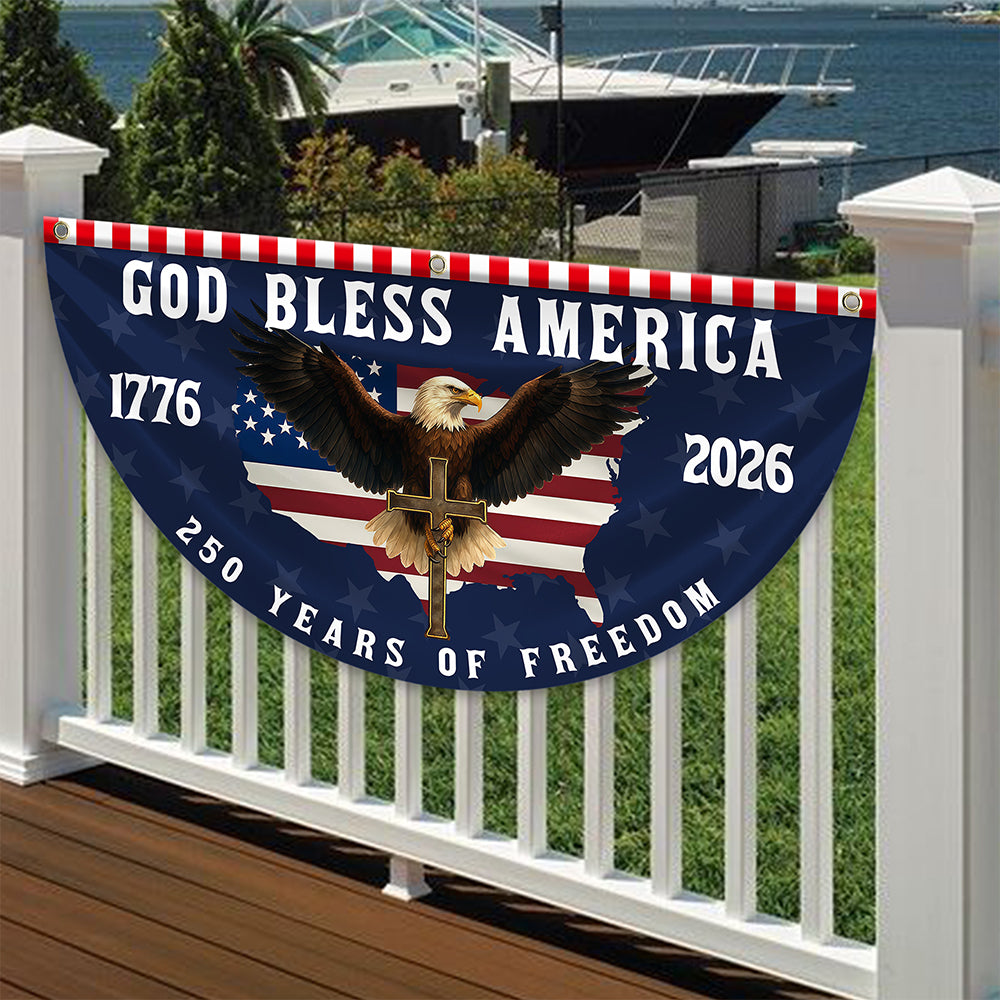 God Bless America 1776-2026 250 Years Of Freedom Eagle Non-Pleated Fan Flag HO82 902770