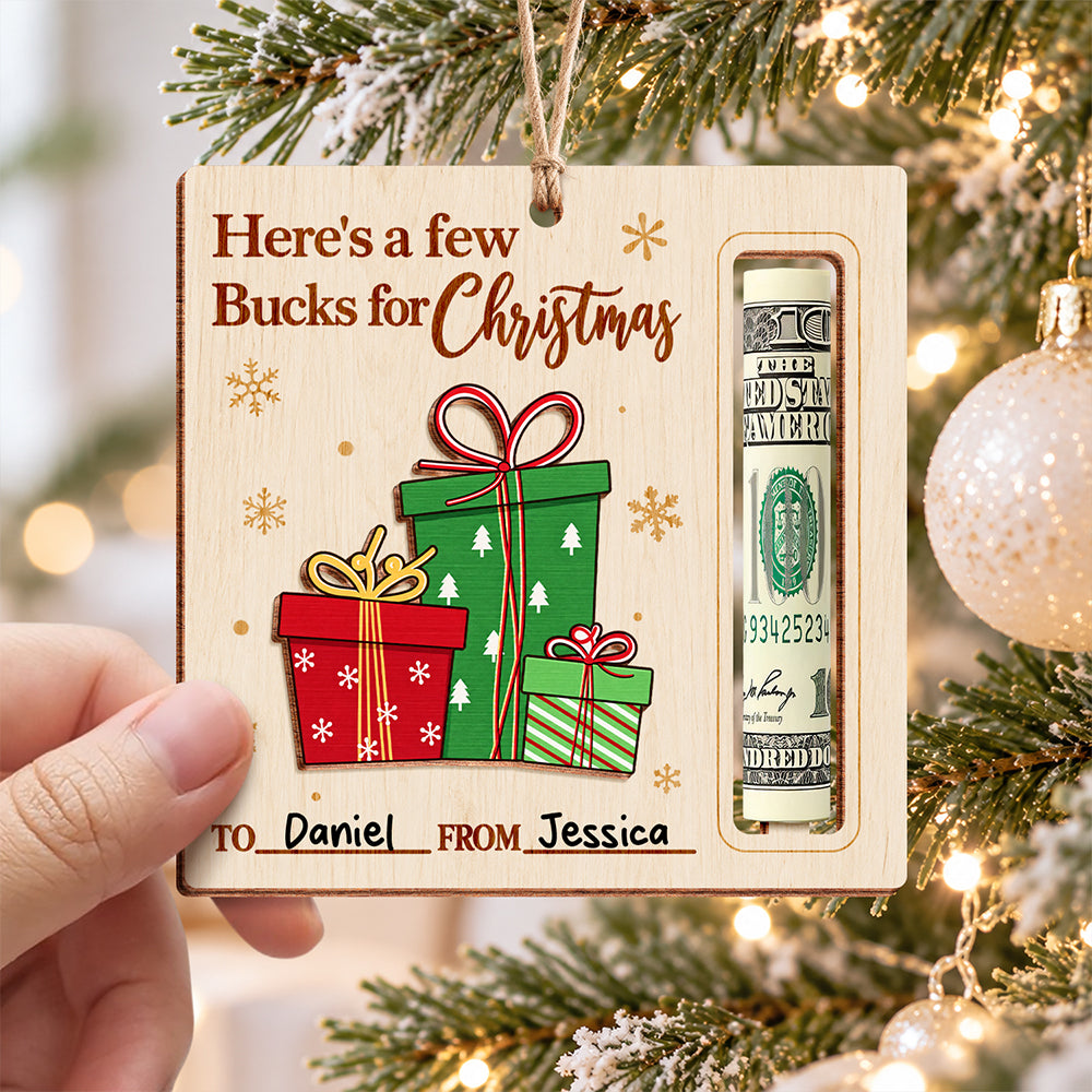 Personalized Christmas with Gift Box Wooden DIY Money Holder Ornament HO82 904224