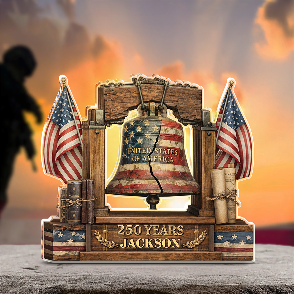 Custom Name 250 Years Anniversary Liberty Bell Decor Acrylic Block Plaque HO82 901908
