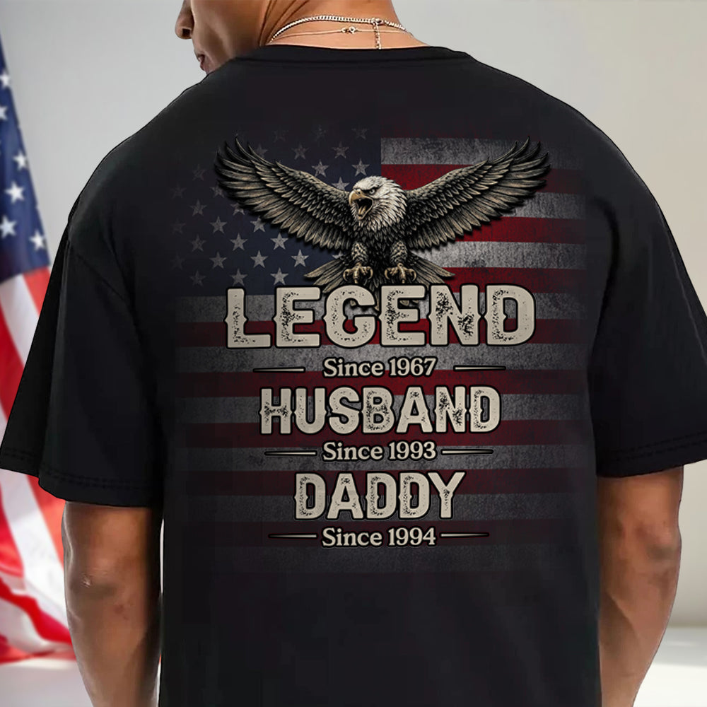 Personalized Legend, Husband, Daddy since American Flag Back Dark Shirt - Father's Day Gift HA75 920860