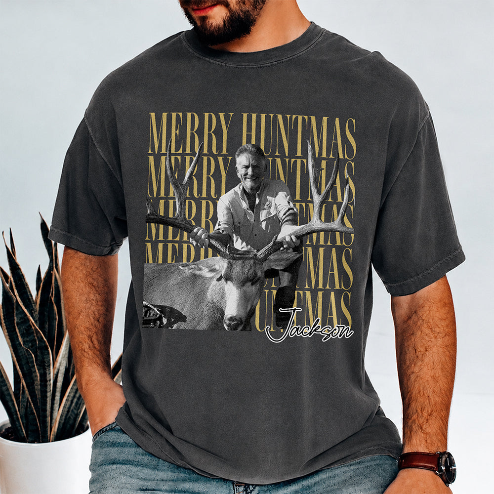 Personalized Vintage Photo Merry Huntmas Comfort Shirt Gift for Hunting Lovers HA75 922120