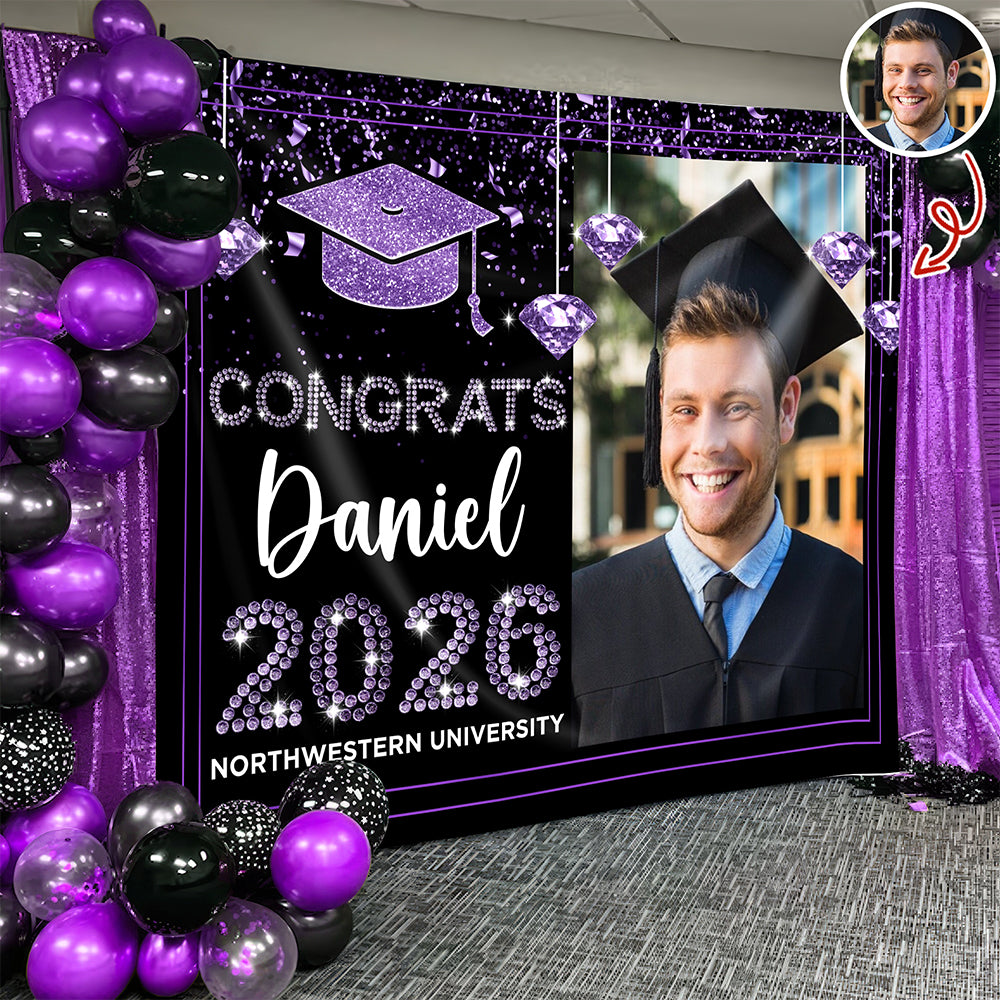 Personalized Congrats Class Of 2026 Backdrop Graduation Party Decor CH07 910824