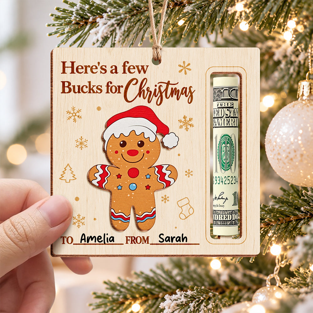 Custom Gingerbread Wood Money Holder Ornament Gift for Kids, Funny Holiday Gift for Family and Friends HO82 903908