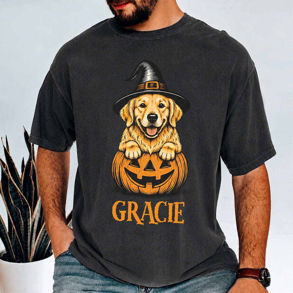 Custom Dog Breeds Halloween Dog Confort Cute Dog Witch Pumpkin Puppy Shirt CH07 180174