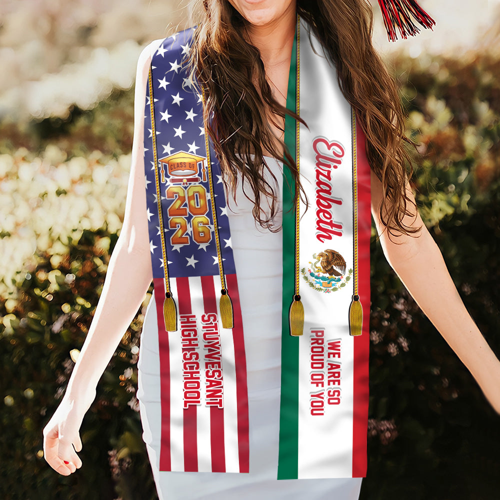 Country Flag Class of 2026 - We Are So Proud of You Stoles Sash, Graduation Gift, Senior Gift CH07 910056