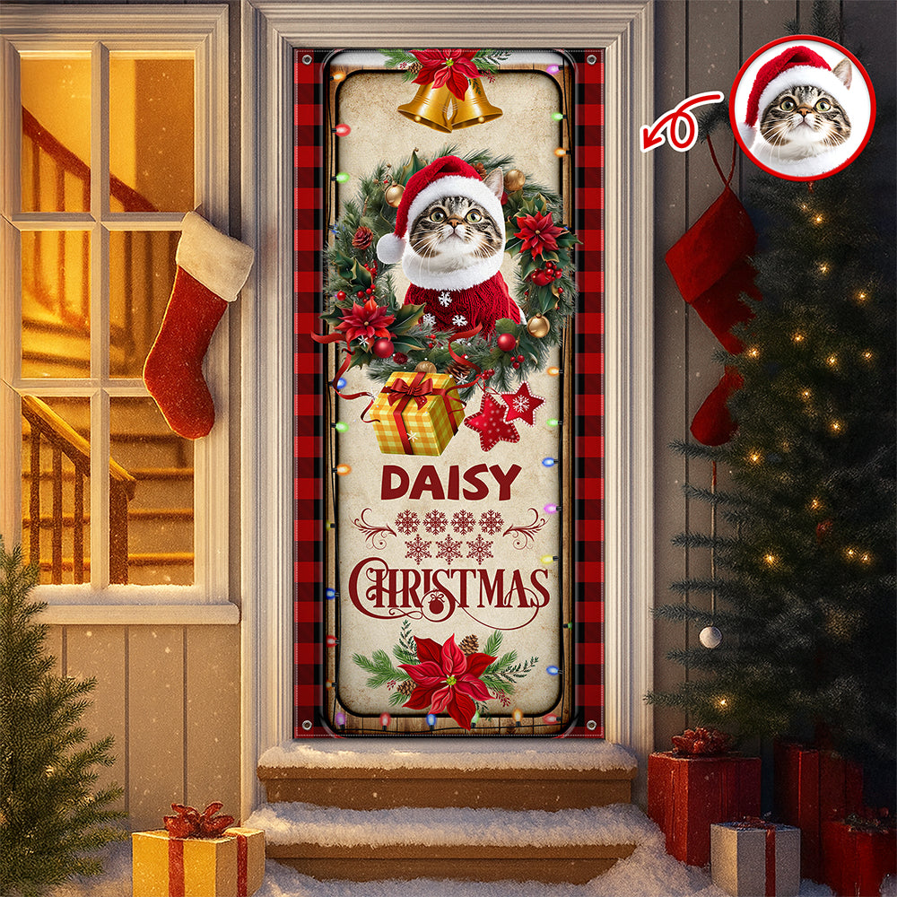 Custom Cat Photo Christmas Decoration Door Cover HO82 900262