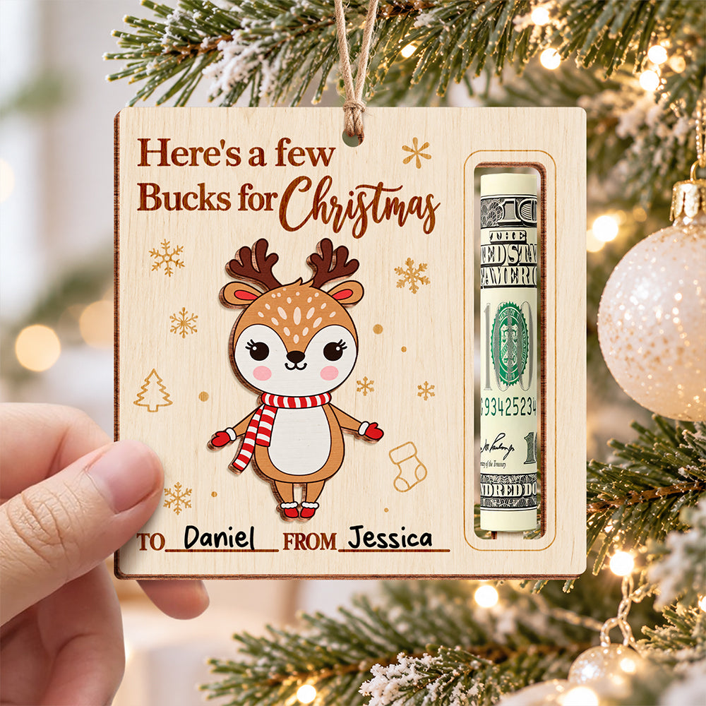 Personalized Reindeer Christmas Wooden Money Holder Ornament Cute Holiday Gift HO82 904228