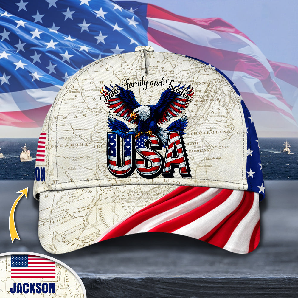 Custom Name American Pride Patriotic 250th Anniversary Eagle Classic Cap HO82 902058