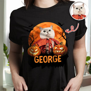 Custom Halloween Cat Photo Dark Shirt Spooky Season Shirt Cat Lovers Halloween Gift CH07 899620