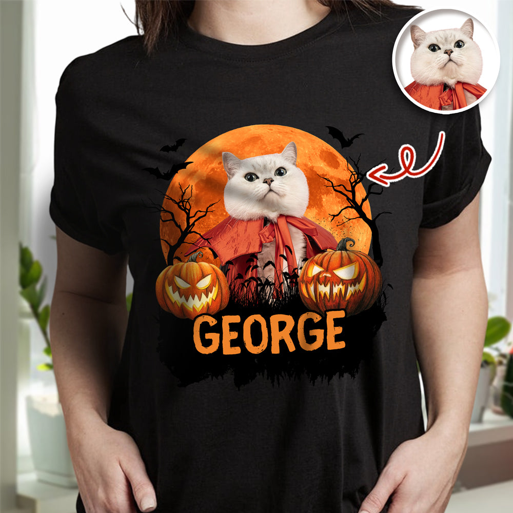 Custom Halloween Cat Photo Dark Shirt Spooky Season Shirt Cat Lovers Halloween Gift CH07 899620