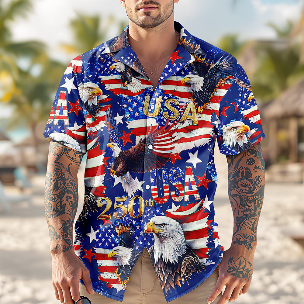 USA 250 Anniversary Eagle 1776-2026 Patriotic Hawaii Shirt HA75 920188