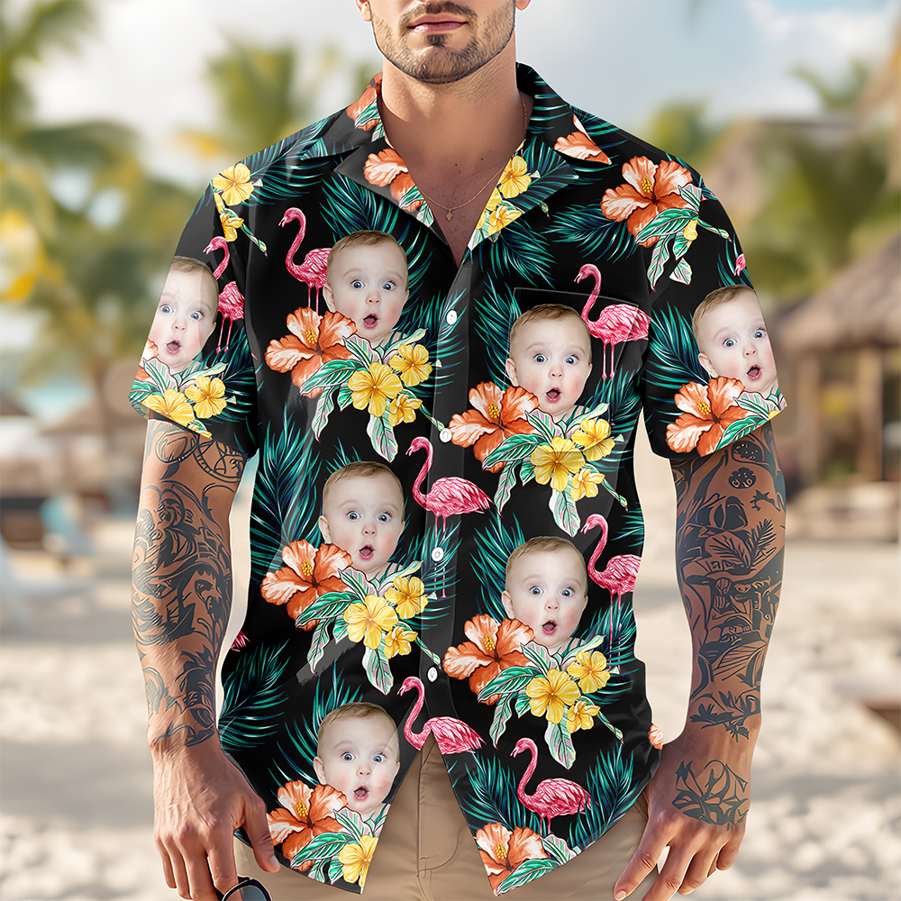 Custom Funny Photo Kid Flamingo Hawai Shirt Summer Gift, Family Gift HA75 892450