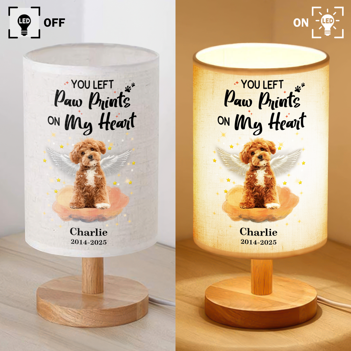 Custom Photo Your Light Will Always Shine In My Heart Dog Memorial Fabric Lamp HA75 892314